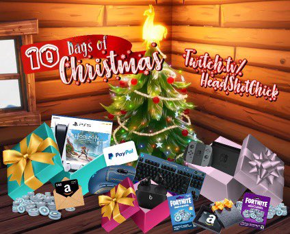 HeadShotChick's tweet photo. 10 Days of Christmas is here!! Starting today &amp; everyday until Christmas, I’ll be giving back to you! Prizes will include a PS5, Nintendo Switch, Amazon Giftcards, Beats Buds, Cash prizes &amp; so much more for free! Tune in each day to https://t.co/wpmdNQCuDv for a chance to win! https://t.co/eu7bZLwq1I