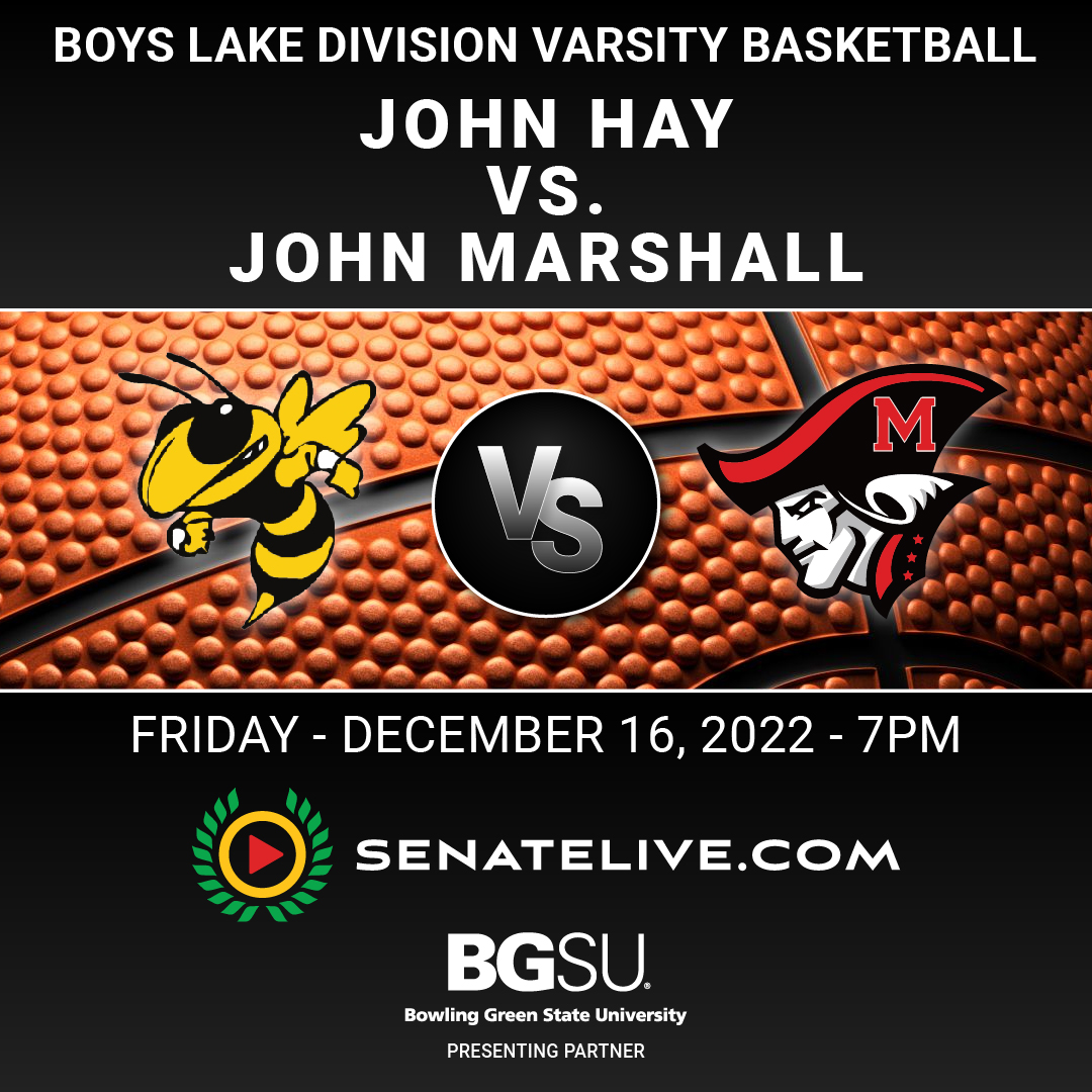 SenateLive's tweet image. Watch John Hay vs. John Marshall boys basketball on senatelive.com FREE! - Tomorrow, Dec 16 @ 7:00 PM. Pre-game coverage starts at 6:45 PM #SenateLivedw @CLEMetroSchools @CLESenateSports @DistrictWON @bgsu