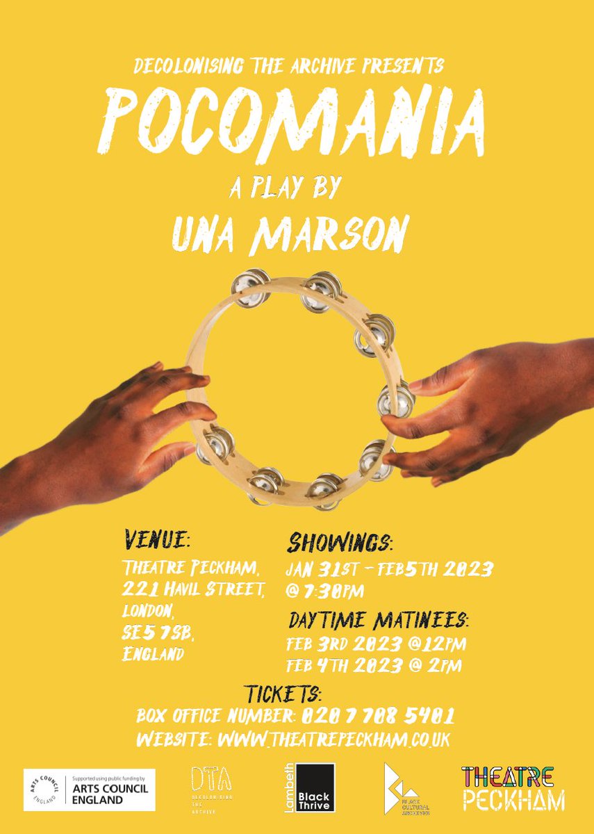 Switch It Up (@switchitupzine) on Twitter photo Hi family,
Grab your tickets to see this seminal play made by Una Marson in the 1930's, now revived and staged by Decolonising the Archive's Connie Bell <a href="/de_archive/">DTA (Decolonising the Archive)</a>
theatrepeckham.co.uk/show/pocomania/
<a href="/TheatrePeckham/">Theatre Peckham</a> <a href="/bcaheritage/">BCA</a> <a href="/BlackThriveLbth/">Black Thrive Lambeth</a> <a href="/DGdirector/">David Gilbert</a> <a href="/GreatObisesan/">Gbolahan Obisesan💚</a> Hi family,
Grab your tickets to see this seminal play made by Una Marson in the 1930's, now revived and staged by Decolonising the Archive's Connie Bell <a href="/de_archive/">DTA (Decolonising the Archive)</a>
theatrepeckham.co.uk/show/pocomania/
<a href="/TheatrePeckham/">Theatre Peckham</a> <a href="/bcaheritage/">BCA</a> <a href="/BlackThriveLbth/">Black Thrive Lambeth</a> <a href="/DGdirector/">David Gilbert</a> <a href="/GreatObisesan/">Gbolahan Obisesan💚</a>