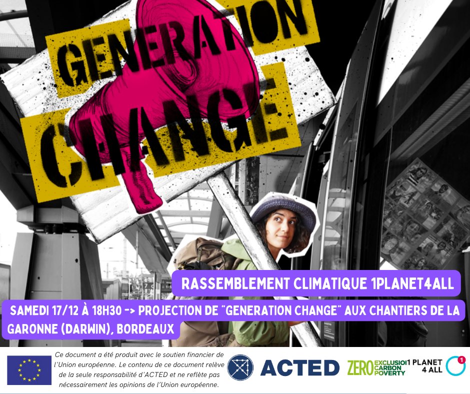 La première du film Generation Change fera partie du programme du rassemblement climatique, samedi 17/12 à 18h30. Viens le découvrir -  tu ne le regretteras pas ;) Tu peux t'inscrire ici: podio.com/webforms/28141… ou nous écrire sur 1planet4all@acted.org.
