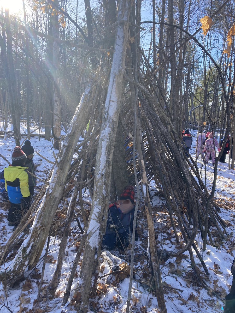 MmeGillian's tweet photo. What a difference a week makes! Our 🦫 and 🦦 A-frame debris shelter is coming along very nicely! 

@ShingwakonsPS @OCDSBoec 
@kmheckman4 @fgnazeda https://t.co/Z64tTlap99