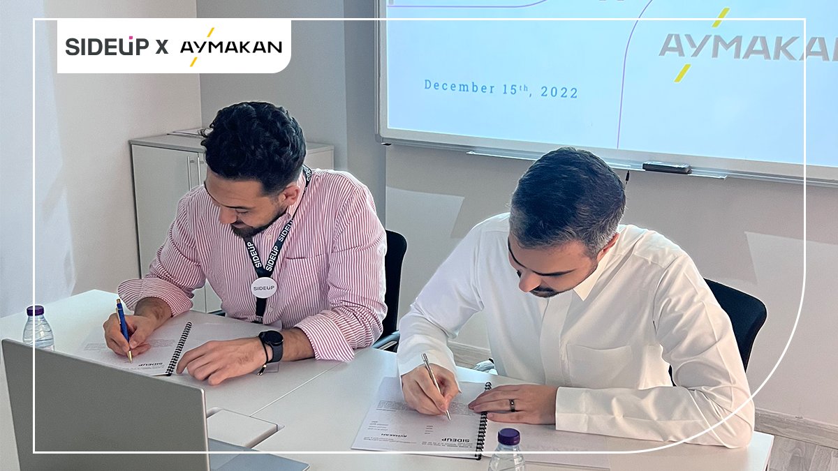 sideupco's tweet photo. نحتفل اليوم بتوقيع أول عقد شراكة في المملكة مع @aymakanSa!🥳أهلًا بك في عائلة سايداب!
#couriermarketplace #partnerships #SIDEUP https://t.co/AEyIsPuRoq