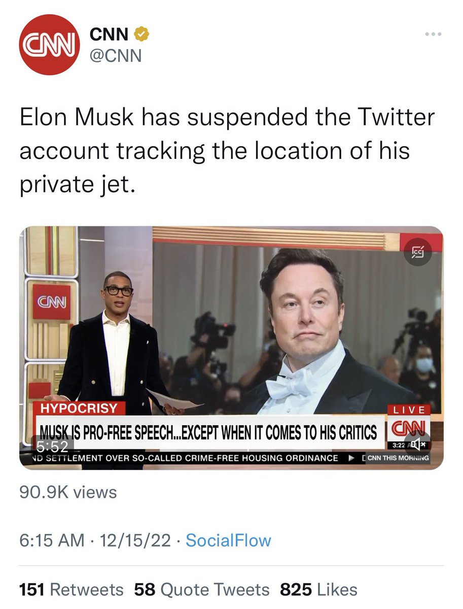 According to @cnn, a threat to safety occurs when you criticize someone they like, but not when you publish real-time assassination coordinates of someone they don’t.