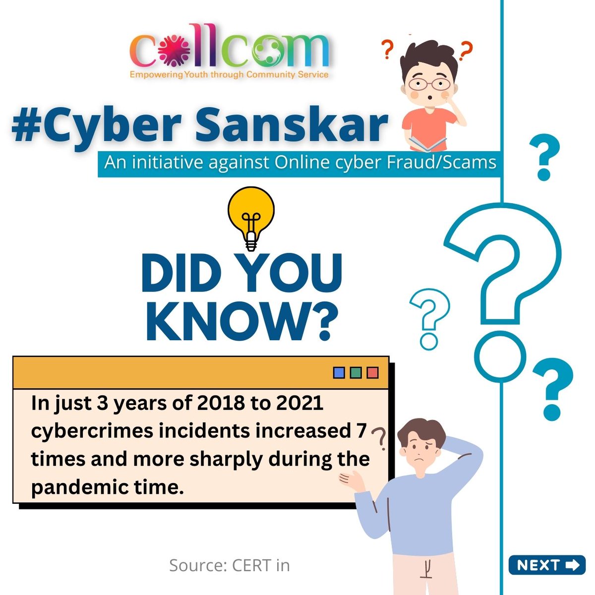 CollCommunity's tweet photo. Did you know?....
The first 2 months of 2022 reported more cybercrimes incidents than the entire 2018 year.
For more updates follow>>>>>@CollCommunity
#cyberfact #cybersanskaar #collcommunity #awareness #UttarPradesh #crime #facts
@InternetsafetyI @Cyberdost @cyberpeacecorps https://t.co/tEhVXaW36t