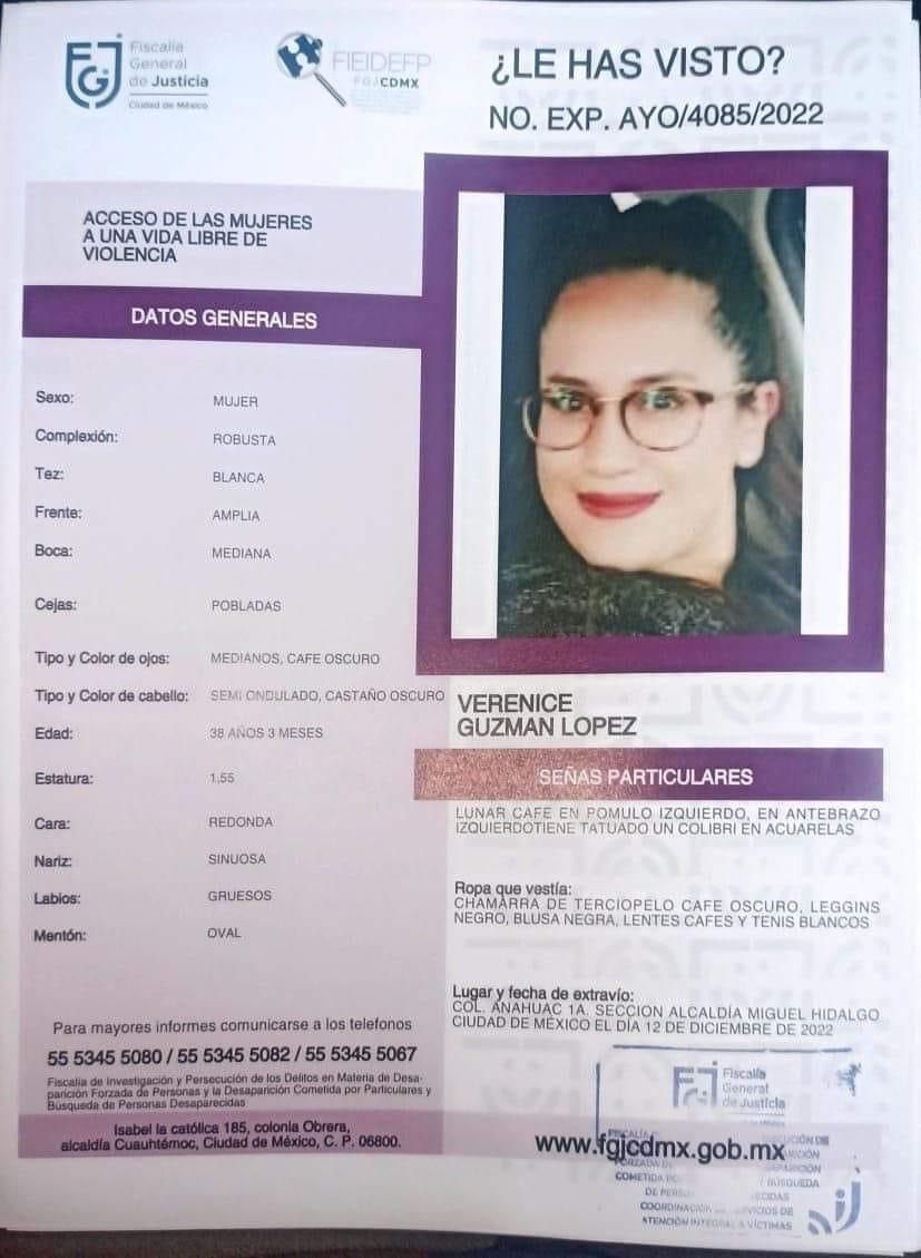 melviasargo's tweet photo. Rogamos a las autoridades de Seguridad Pública de la CdMx, agilizar la búsqueda de  Verenice Guzmán López. La queremos de vuelta. @OHarfuch @rosaicela_ @Claudiashein @julioastillero . https://t.co/mbTWX7JxFl