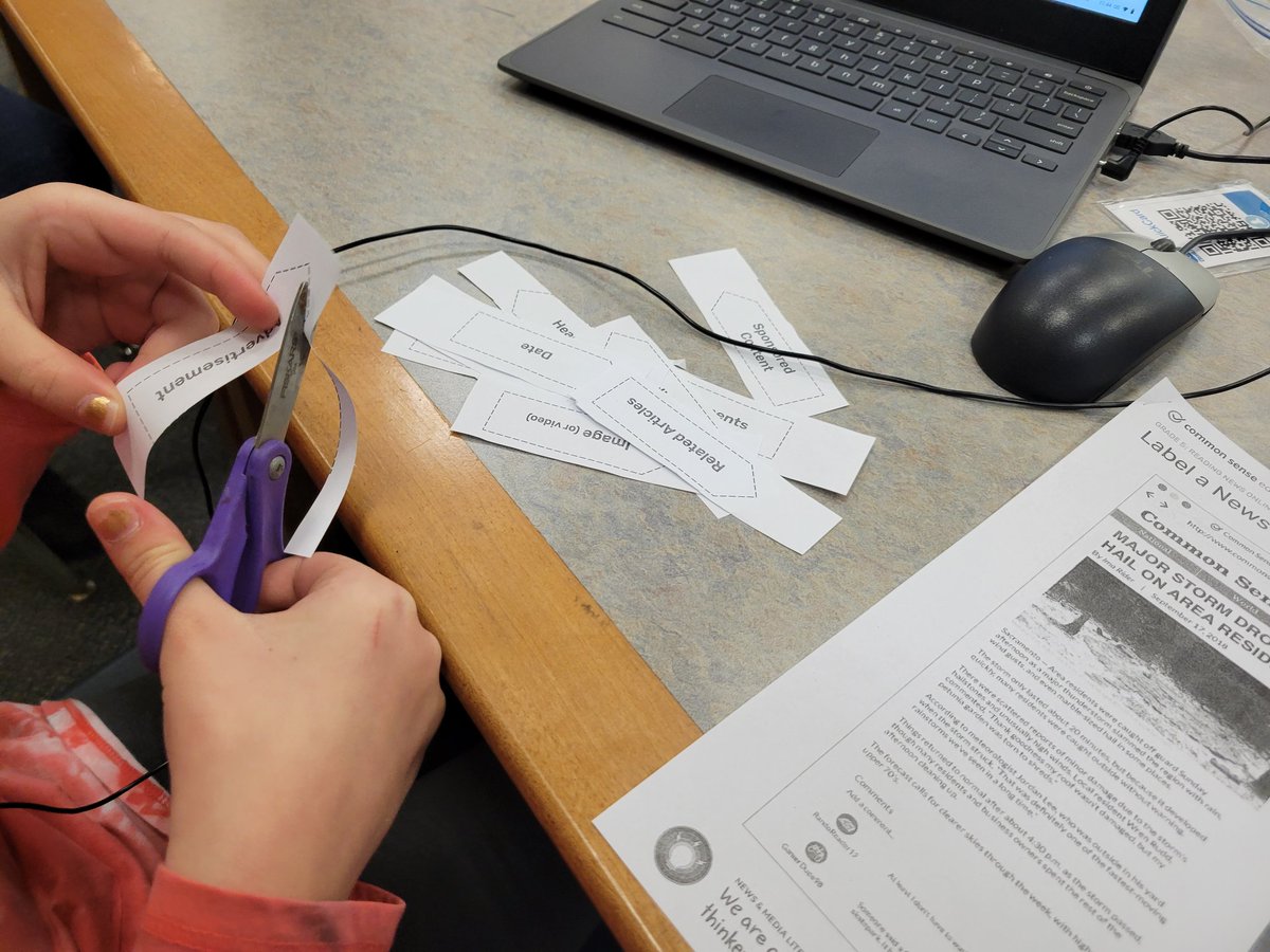 technojohnson's tweet photo. Enjoying cutting and pasting the *old school* way to label our @CommonSense website. Next stops are the #treeoctopus and #dhmo websites #informationliteracy #websiteevaluation #fakenews @EducateCT @ctcasl @aasl @NewsLitProject https://t.co/W4dDhYT6hH