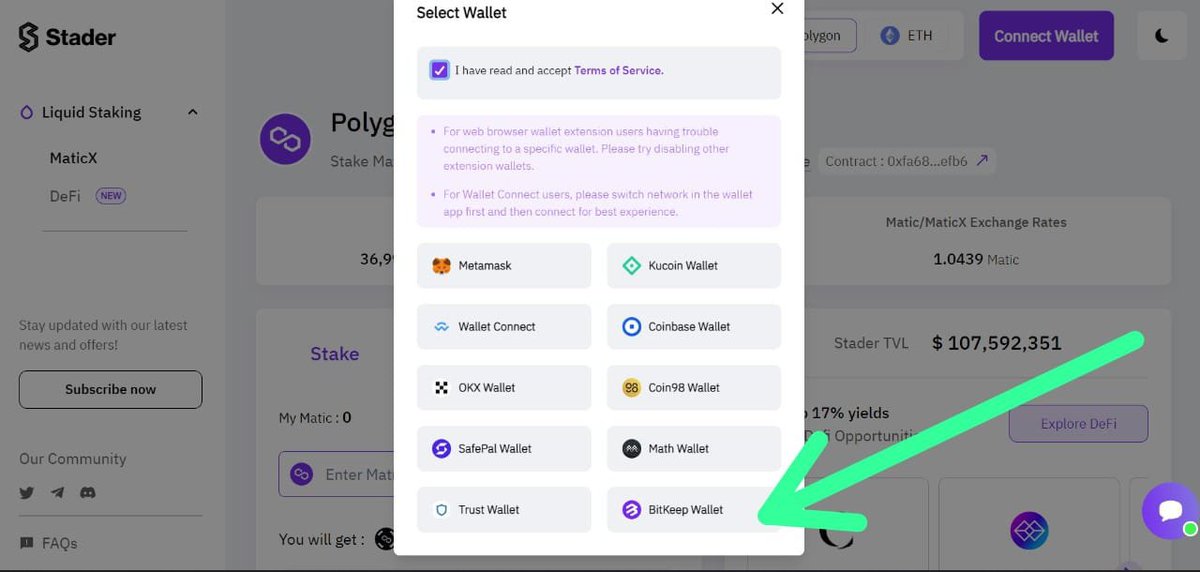 stader_polygon's tweet photo. #IntegrationUpdate

We're thrilled to announce our latest integration with @BitKeepOS wallet

If you are a Matic holder on @BitKeepOS wallet, you can now stake your Matic on Stader 

And grab a ~6% liquid staking APY by connecting your BitKeep Wallet
 
🔗https://t.co/Tu4yCpt4XA https://t.co/daKbAOguVJ