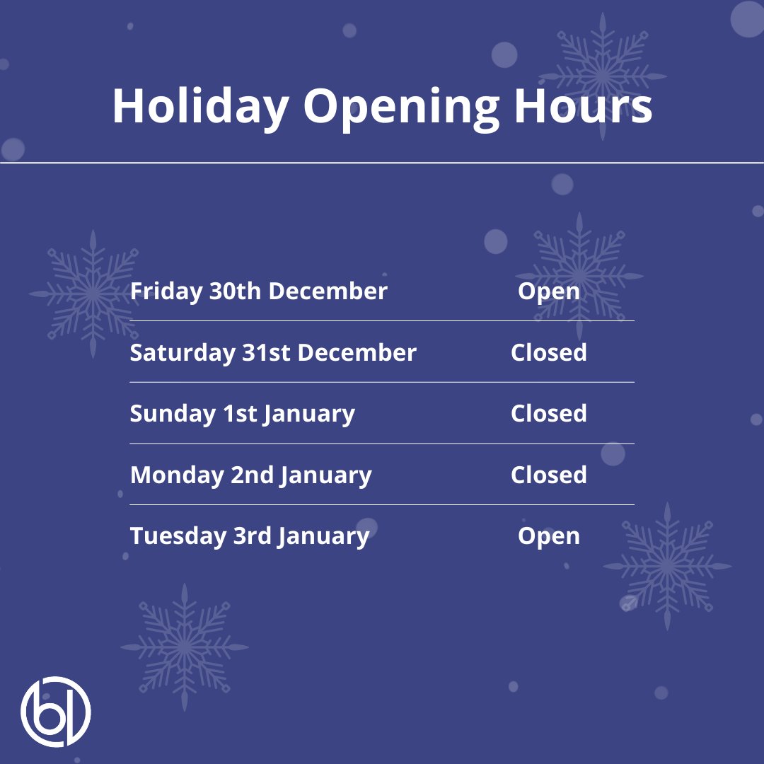 🎅 Holiday Hours 🎅

Just a festive reminder that we will be open from the 28th - 30th of December. 😊 

#PortHour #ChristmasHours #Christmas #Business