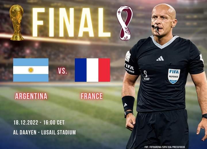 RoobensJoseph3's tweet photo. 🚨 OFFICIEL ! Le Polonais Szymon Marciniak 🇵🇱 arbitrera la finale de la Coupe du monde entre l'Argentine 🇦🇷 et la France 🇫🇷 ! 

Il a déjà arbitré France-Danemark et Argentine-Australie dans cette Coupe du monde. https://t.co/xdzaEKuwG1