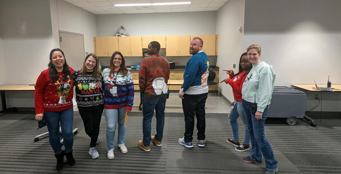 ShadowCreekHS's tweet image. Fins Up for our Ugly Sweaters!!!