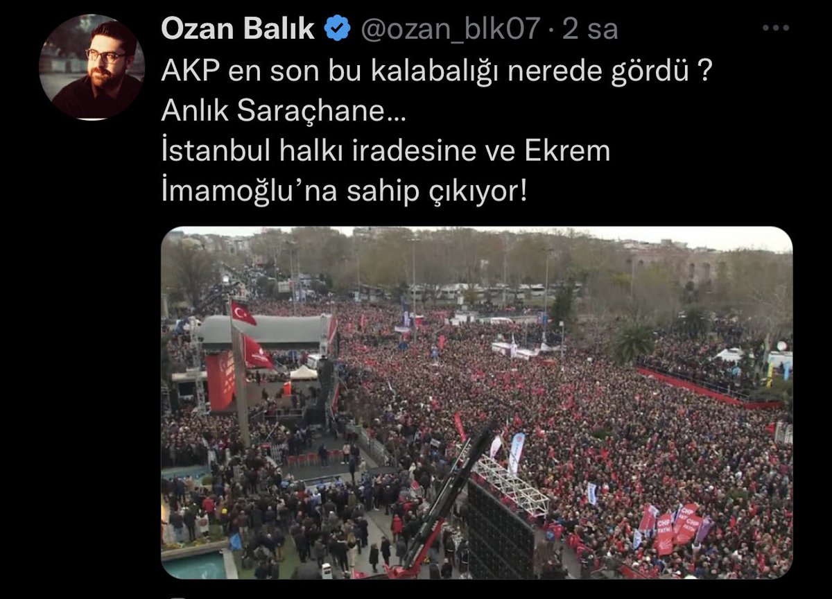 Kemal Kılıçdaroğlu, Meral Akşener, Ali Babacan, Ahmet Davutoğlu, Temel Karamollaoğlu, Gültekin Uysal

6’sı Saraçhane’ye otobüslerle teşkilatını taşıdı ve 20 bin kişiyi bile toplayamadı!

Erdoğan Şanlıurfa’da tek başına 120 bin kişiye hitap etti.

Yani 6’sı 1 ADAM edemedi, edemez