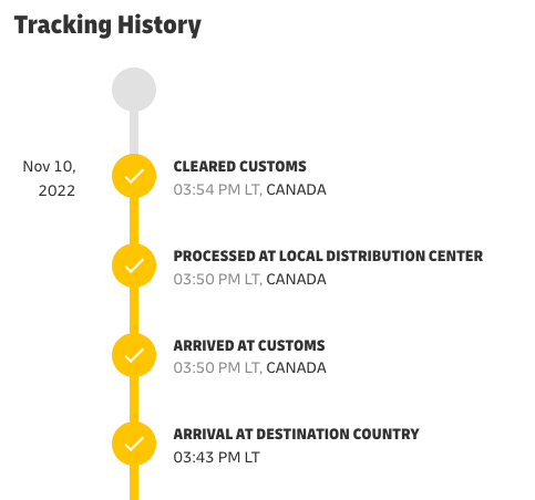 webDevGus's tweet photo. @DHLCanadaHelp Is it normal for packages to just sit around for 35 days after they've already cleared customs? If it's easier for you, I can just drive out to Mississauga or wherever it is and pick it up myself. I don't mind. https://t.co/nNnGz7yzEH