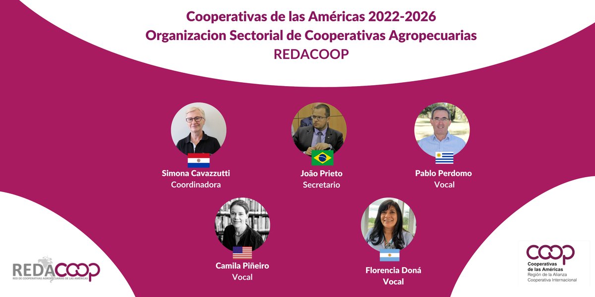 CoopAmericas's tweet photo. Les presentamos la junta directiva 2022-2026 de la Organización Sectorial Regional de Cooperativas Agropecuarias de Cooperativas de las Américas. #REDACOOP 👨🏻🌾 👩🏾🌾 🌽🥑🍍🥗🧑🌾 . Comprometidos para sistemas alimentarios sostenibles @ICA_AFRICA1 @ICAAPAC @icacoop https://t.co/Kp0Ep0dmYh