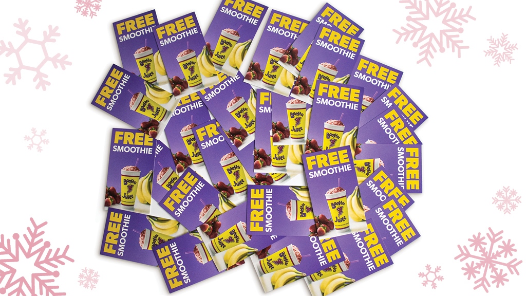 🌟 12 Days of Giveaways - Day 11 🌟
⁠
We're making it rain with FREE smoothies for a month! 

To enter:
❄️Like this post &amp; follow us
❄️Tag a smoothie loving friend
✨Retweet this post

Contest runs Dec 5-16, 2022, see website for full rules &amp; regulations.⁠