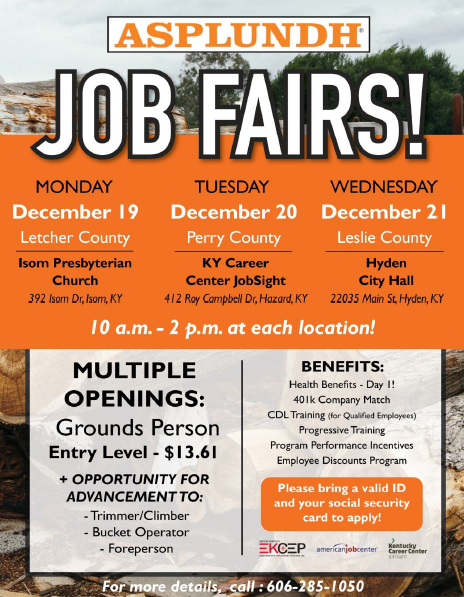 Asplundh is a full-service utility contractor that performs tree pruning and removals, right-of-way clearing and maintenance, vegetation management, emergency storm work, and logistical support.

#Teamkentucky #KYJobfairs #careeropportunities