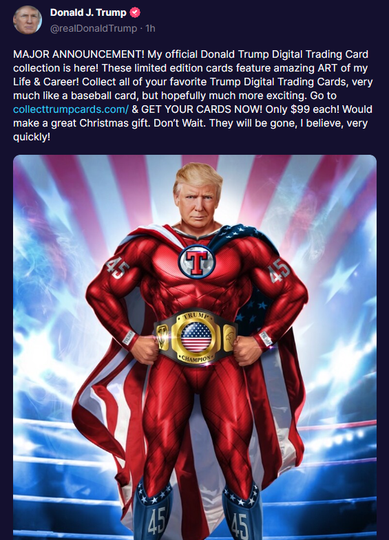 dpakman's tweet image. This was the major announcement teased by a former President currently running again