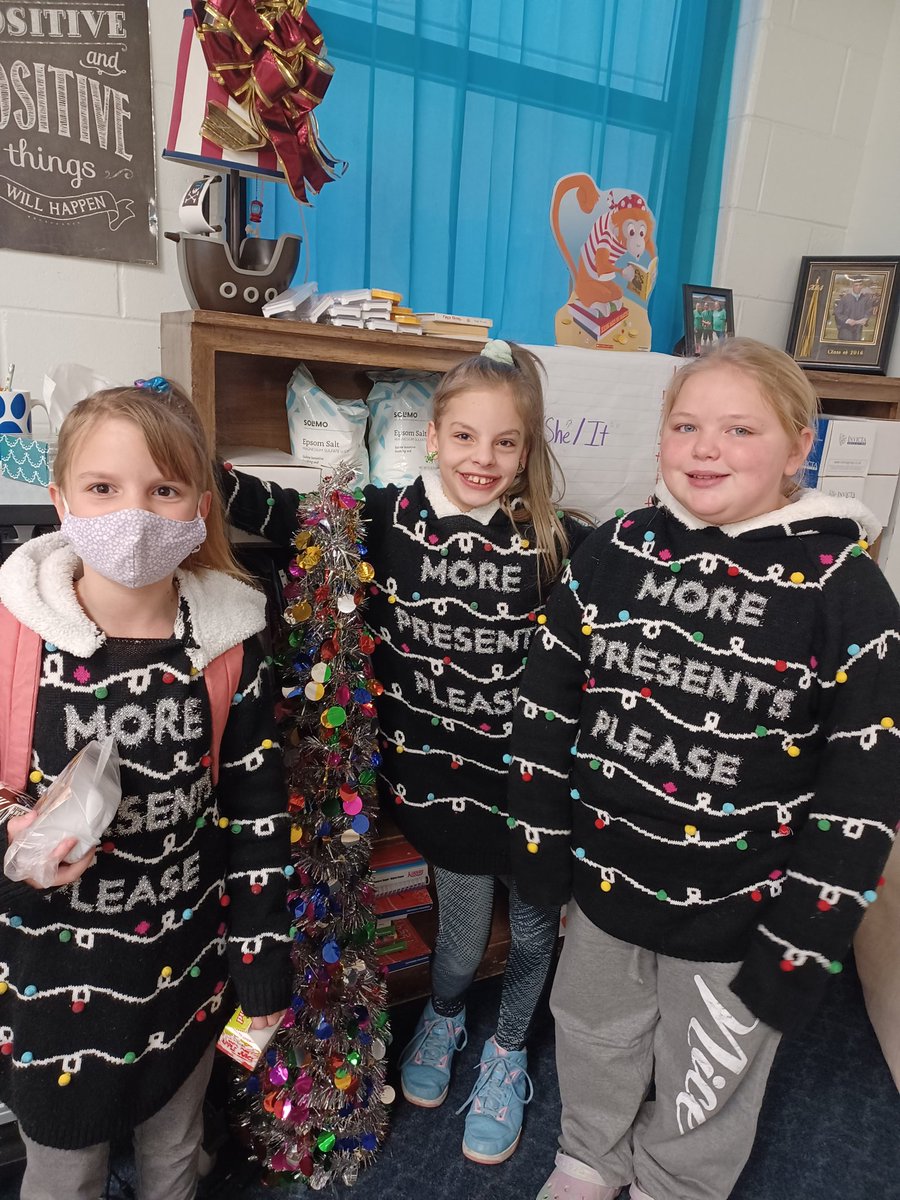 Ugly sweater triplets! <a href="/LindberghSchool/">Lindbergh Elementary</a>