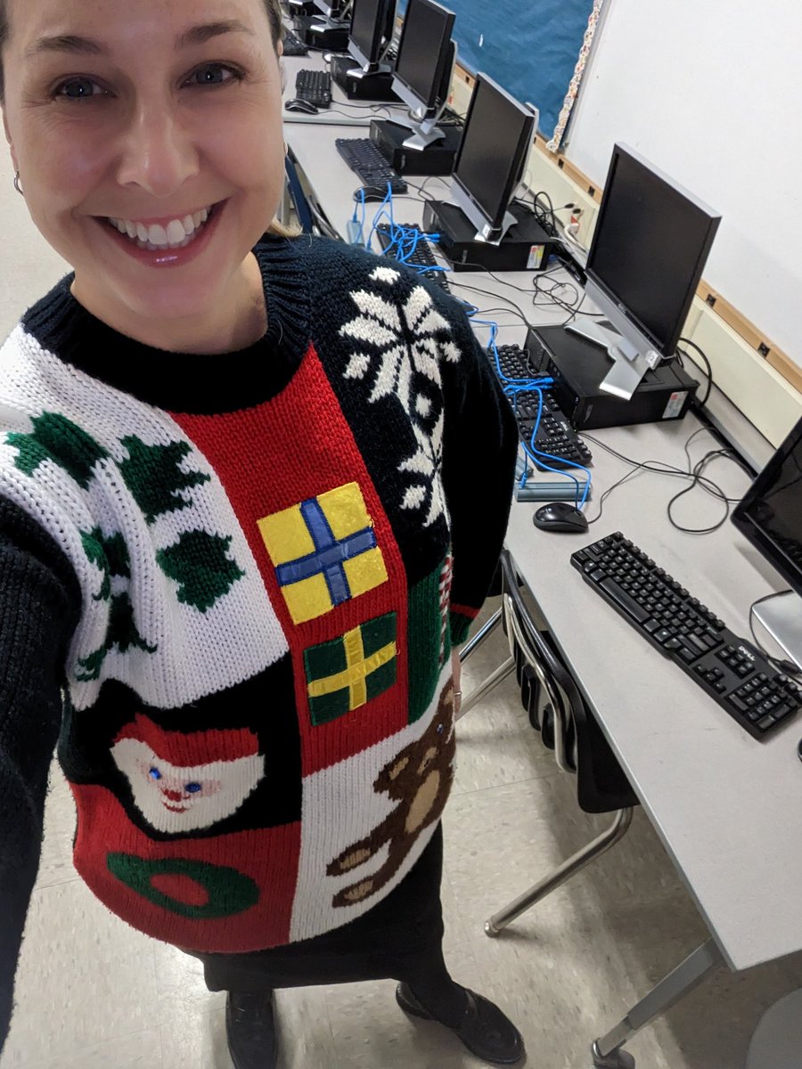 I've made it all the way to Ugly Sweater Day. 🤦‍♀️ #godolphins 🐬💚