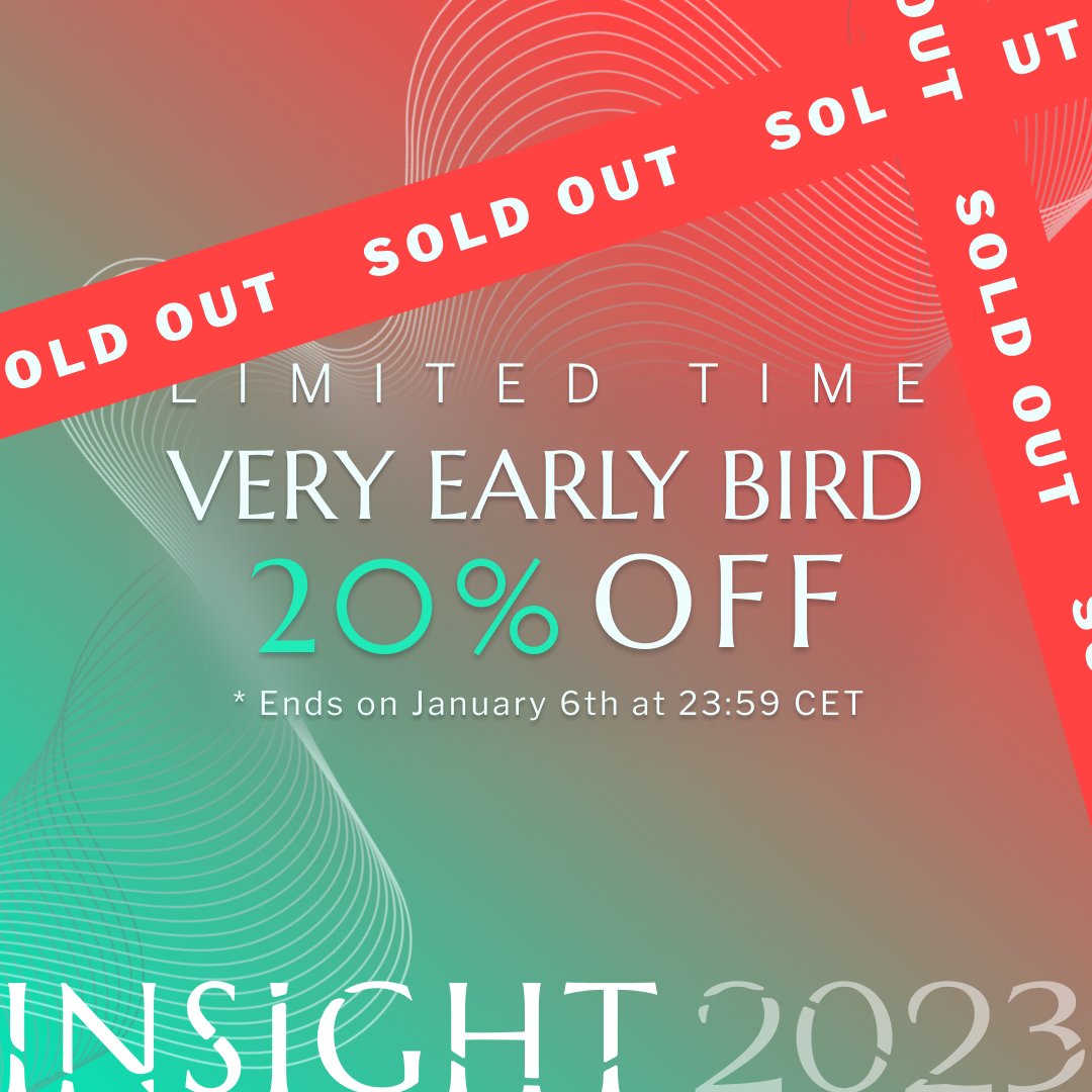 mind_europe's tweet photo. SOLD OUT in 12hs!
"What Very Early Bird Offer?" MIND Foundation newsletter subscribers enjoyed exclusive access to our limited 20% off tickets to INSIGHT 2023 - where leading and junior speakers will discuss the role of psychedelics in therapy and society.
#MINDfoundation https://t.co/XaO6TPIZ8s