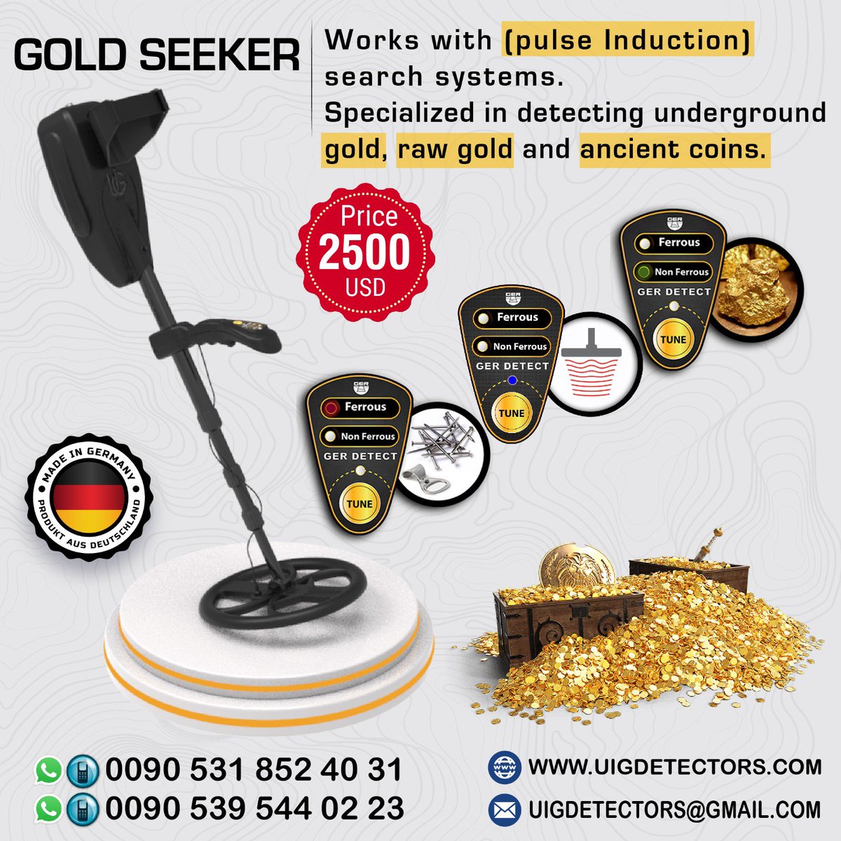 UIGDETECTORS's tweet photo. Gold seeker device is one of the best German devices with the European CE certification according to international specifications in addition to the international ISO 9001 certificate.

Address: Turkey - Istanbul
Mobile: 00905395440223 https://t.co/qgQB64Ydlt