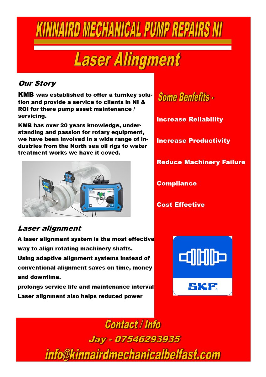 Kinnaird mechanical are now providing a machinery laser alignment service across NI &amp; ROI

#BelfastHour #Ireland  <a href="/FSB_NI/">FSB Northern Ireland</a> <a href="/VeoliaUK/">Veolia | UK</a> <a href="/niwnews/">Northern Ireland Water</a> <a href="/Geda_Const/">GEDA Construction</a> <a href="/love_belfast/">Love Belfast ❤️</a> <a href="/gwstrongs/">GW Strong Agencies (NI) Ltd</a> <a href="/PCM_Engineering/">PCM Engineering</a> <a href="/KSBcompany/">KSB Company</a> <a href="/Rotopump/">Roto Pumps Ltd</a> <a href="/TTPumpsLtd/">T-T Pumps Ltd</a> <a href="/DutypointDirect/">Tradepumps</a> @IWcare