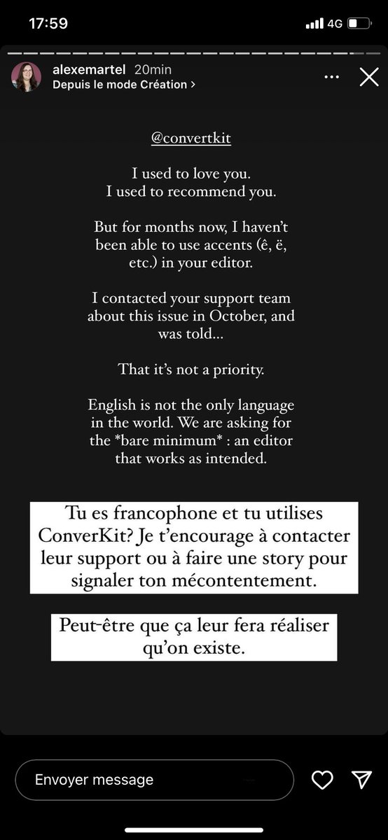 Honestly <a href="/nathanbarry/">Nathan Barry</a>, I don’t get it : 

I have the same problem and the support makes us understand that it’s a big feat, but it looks like the strict minimum to use properly the editor.

French is used on all continents and this is the first time I see a SaaS that had this pb