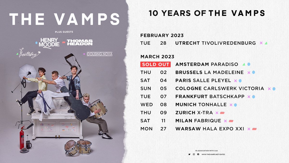 IdolisingNova's tweet photo. EUROPE, LET’S GOOOO ❤️‍🔥 The Netherlands, Belgium, France, Germany, Switzerland, Italy &amp; Poland… we’ll see you in Feb/ March 2023 with @TheVampsband 🔥 We can’t wait to party with you all! See you sooooon 🇳🇱🇧🇪🇫🇷🇩🇪🇨🇭🇮🇹🇵🇱 https://t.co/91NoMIQH9u