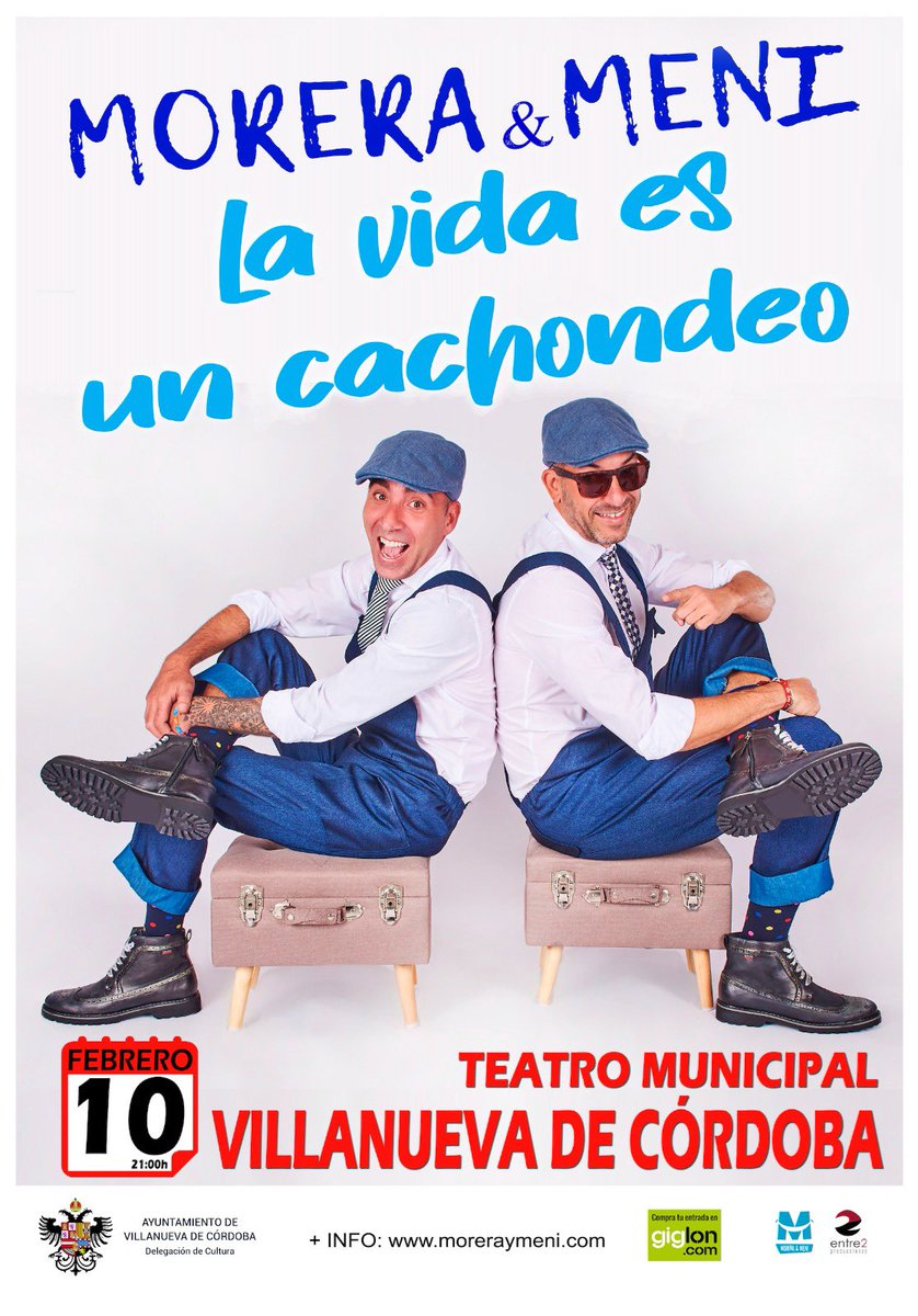 ¡Segunda fecha tras las Navidades! 🤭 El próximo 🗓10 de Febrero estaremos con “La Vida es Un Cachondeo” en Villanueva de Córdoba en el 📍Teatro Municipal a las ⏰21:00. 

Entradas disponibles HOY a las 20:00h  en 📲giglon.com y en las taquillas del teatro. 💥