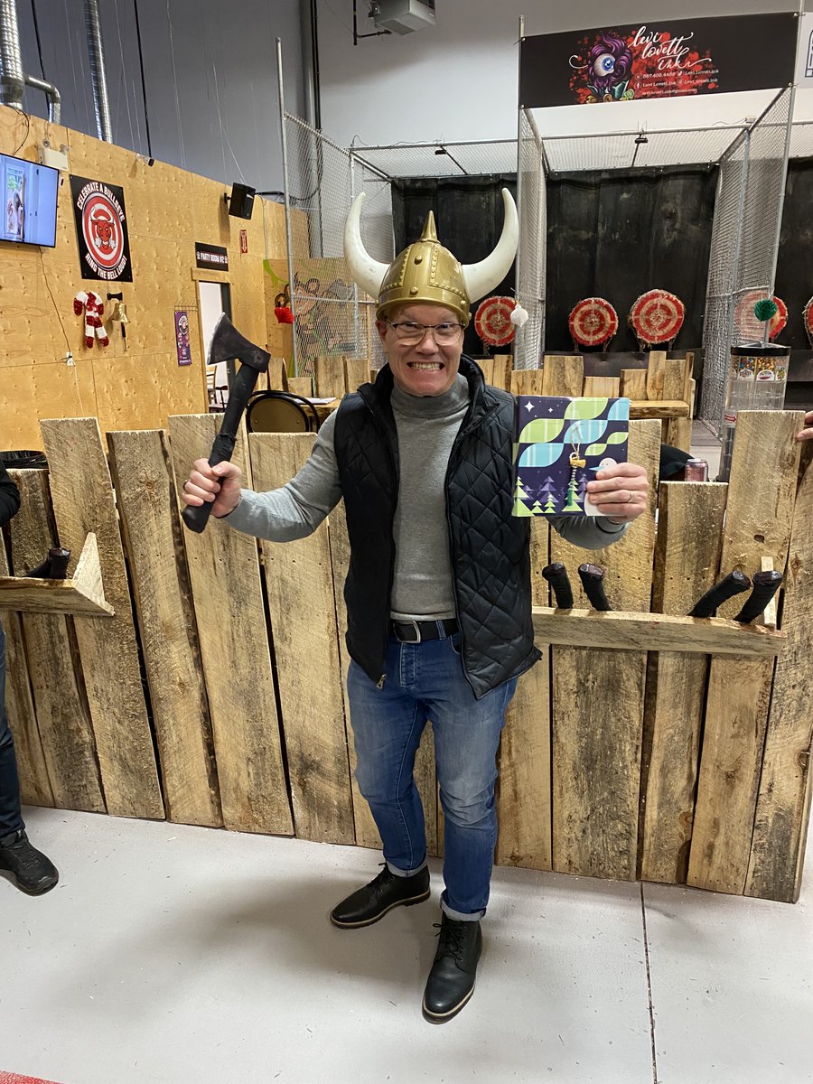 Our A100 Battle of Alberta (axe throwing edition!) continued last night in #YEG with <a href="/LevvenJames/">James Keirstead</a> taking home the golden axe! Congrats James, and thanks to everyone who turned out to share some holiday spirit! #ABtech #yegtech #entrepreneur #startups #mentors