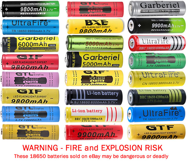 <a href="/SJs_Supplies/">SJ's Supplies</a> Plenty of fraudulent 18650 batteries on <a href="/eBay/">eBay</a>, <a href="/Amazon/">Amazon</a> and <a href="/Walmart/">Walmart</a>. All the items below are fake.