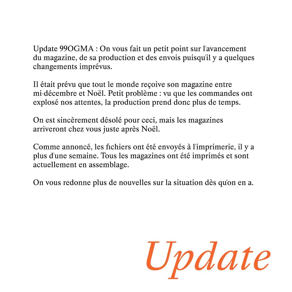 Update à propos de 99OGMA 📚