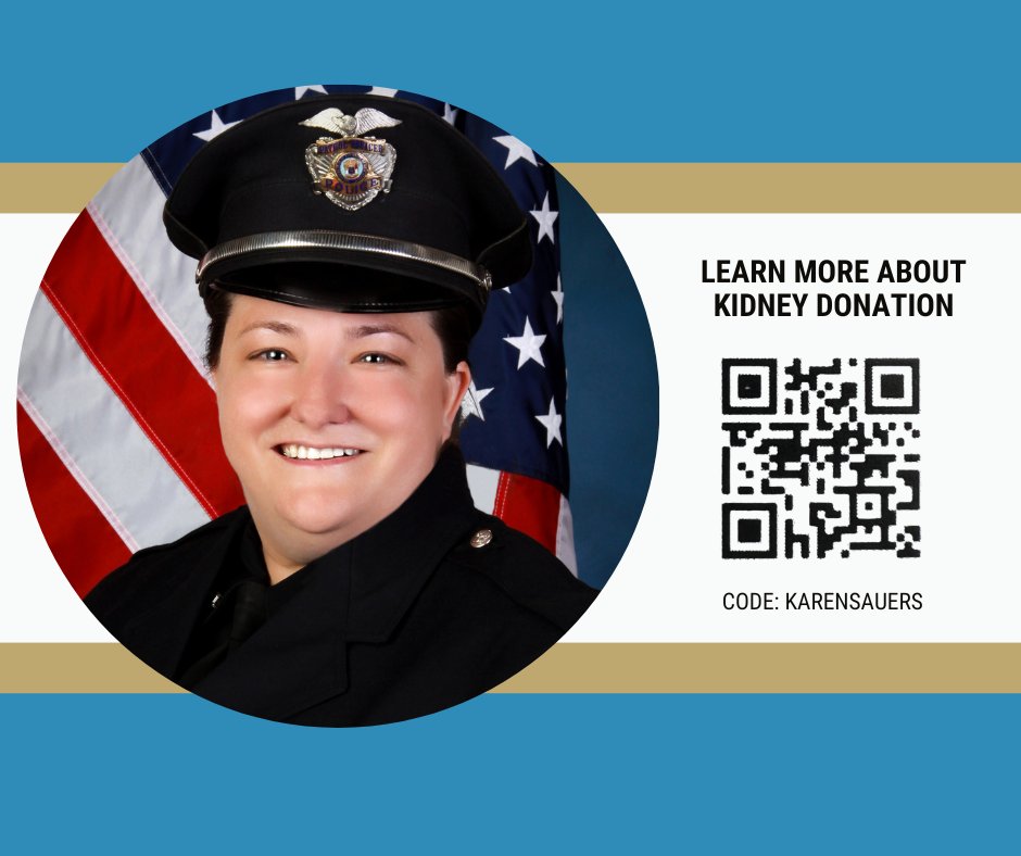 CityofSummitNJ's tweet photo. You're probably thinking of your loved ones this holiday season, and so are we. Summit Police Officer Karen Stenstrom Sauers needs a living donor kidney transplant to survive. Please consider getting screened to be a kidney match. https://t.co/UeqlH9CE4i. https://t.co/p3WS32apRU