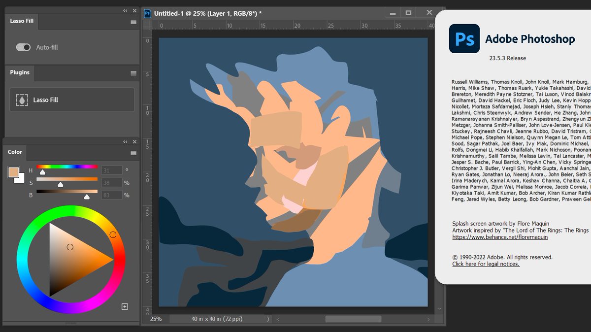 stiegretlin's tweet photo. @kyletwebster Very cool and handy tool! Thanks!

Troubleshooting feedback: Had to update to latest 2022 Photoshop to get it to show up.

Feature request: Would it be possible to add color eyedropper tool while holding Alt key? https://t.co/oKj3RZlQ7n