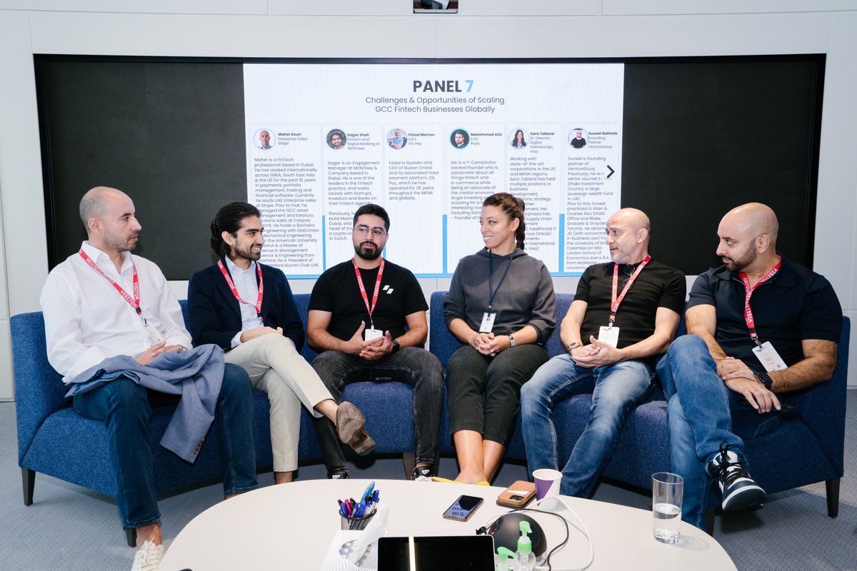 Hearing from @Visa's Sara Tabana, @McKinsey's Sagar Shah, @PlutoCardMENA's @moaziz_1, @stripe's Maher Aoun, and iOLPay's Faisal Memon on challenges & opportunities of scaling GCC fintech businesses globally

Moderated by @VentureSouq co-founder and GP @suneelgokhale. #FintechTrek