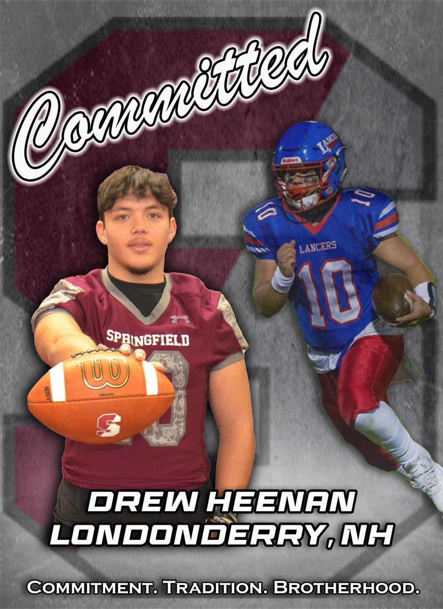 Drew Heenan (@heenandrew) on Twitter photo Excited to announce my commitment to <a href="/_SCFootball/">Springfield Football</a> thank you to <a href="/JimmyLauzon1/">Jimmy Lauzon</a> <a href="/RussGreenwood/">Russ Greenwood</a> <a href="/LondonderryFB/">Londonderry Lancers Football</a> for everything! Excited to be a part of the Brotherhood‼️ <a href="/coachbjohnson15/">Ben Johnson</a> <a href="/Mike_Cerasuolo/">Mike Cerasuolo</a> <a href="/CoachDiMonte/">Vince DiMonte</a> <a href="/CoachSmithSC/">Drew Smith</a> <a href="/Coach_LaMarca/">Emil La Marca</a> <a href="/Coach_Niehr/">Kyle Niehr</a> <a href="/CoachWoodring71/">Kevin Woodring</a> Excited to announce my commitment to <a href="/_SCFootball/">Springfield Football</a> thank you to <a href="/JimmyLauzon1/">Jimmy Lauzon</a> <a href="/RussGreenwood/">Russ Greenwood</a> <a href="/LondonderryFB/">Londonderry Lancers Football</a> for everything! Excited to be a part of the Brotherhood‼️ <a href="/coachbjohnson15/">Ben Johnson</a> <a href="/Mike_Cerasuolo/">Mike Cerasuolo</a> <a href="/CoachDiMonte/">Vince DiMonte</a> <a href="/CoachSmithSC/">Drew Smith</a> <a href="/Coach_LaMarca/">Emil La Marca</a> <a href="/Coach_Niehr/">Kyle Niehr</a> <a href="/CoachWoodring71/">Kevin Woodring</a>