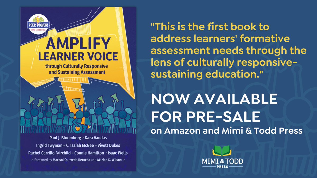 Now available today for presale!  

This book explains the why and how of culturally responsive-sustaining education. I am excited to be a part of this team of authors! 

#education #edchat #culturalresponsiveness #assessment #equity 

Here's a sneak peek 
go.mimitoddpress.com/AmplifySneakPe…