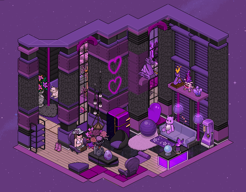 LuallBuilds's tweet photo. 𝗦𝗺𝗮𝗹𝗹 𝗽𝘂𝗿𝗽𝗹𝗲 𝗿𝗼𝗼𝗺 💜
Ɩɪᴋє &amp; яᴛ! 
#Habbo #MansionPlay #Habbox https://t.co/R6C9XMqU71