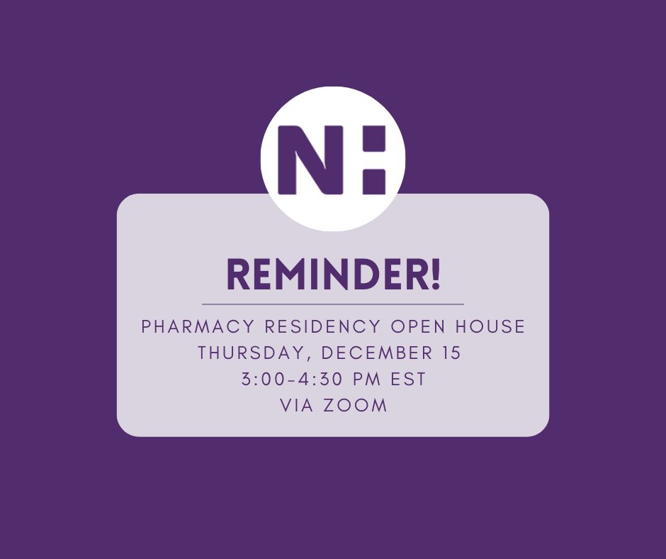 don’t miss night 2️⃣ of the <a href="/NovantHealth/">Novant Health</a> Pharmacy Residency open house tonight - 🚨PGY2 EM &amp; more!

🔗 Zoom: shorturl.at/mrIS1