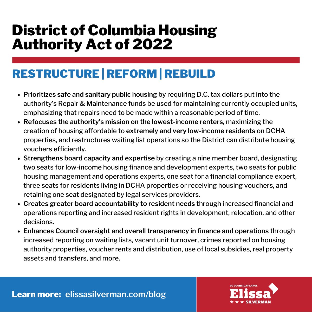 The permanent legislation being introduced today by <a href="/CMBrookePinto/">Councilmember Brooke Pinto</a> and <a href="/tweetelissa/">Elissa Silverman</a> restructures, reforms, and rebuilds <a href="/DC_Housing/">D.C. Housing Authority</a>.