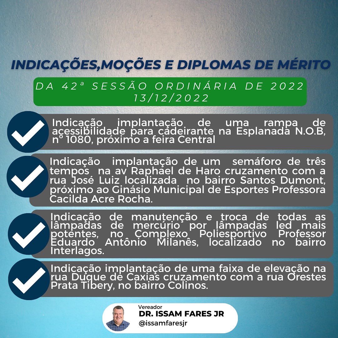 IssamFaresJr's tweet photo. Indicações da semana, títulos e monções. 
42ª sessão ordinária da Câmara Municipal De Três Lagoas-MS. https://t.co/XKR6btFG6u