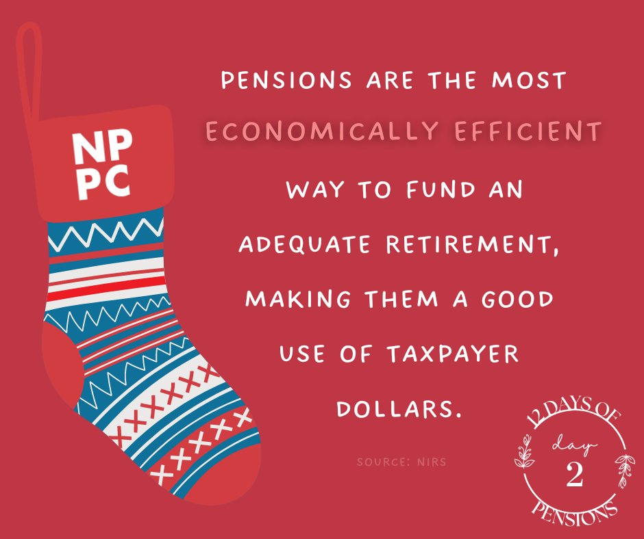 Pensions are the most economically efficient way to fund an adequate retirement, making them a good use of taxpayer dollars. #12DaysofPensions 🎁