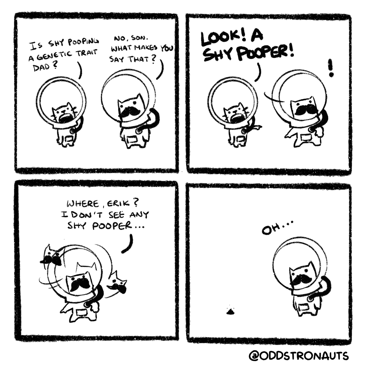 Shy Pooper 🐈‍⬛🧋 
#ODD #oddfollowodd #oddstronauts #comic