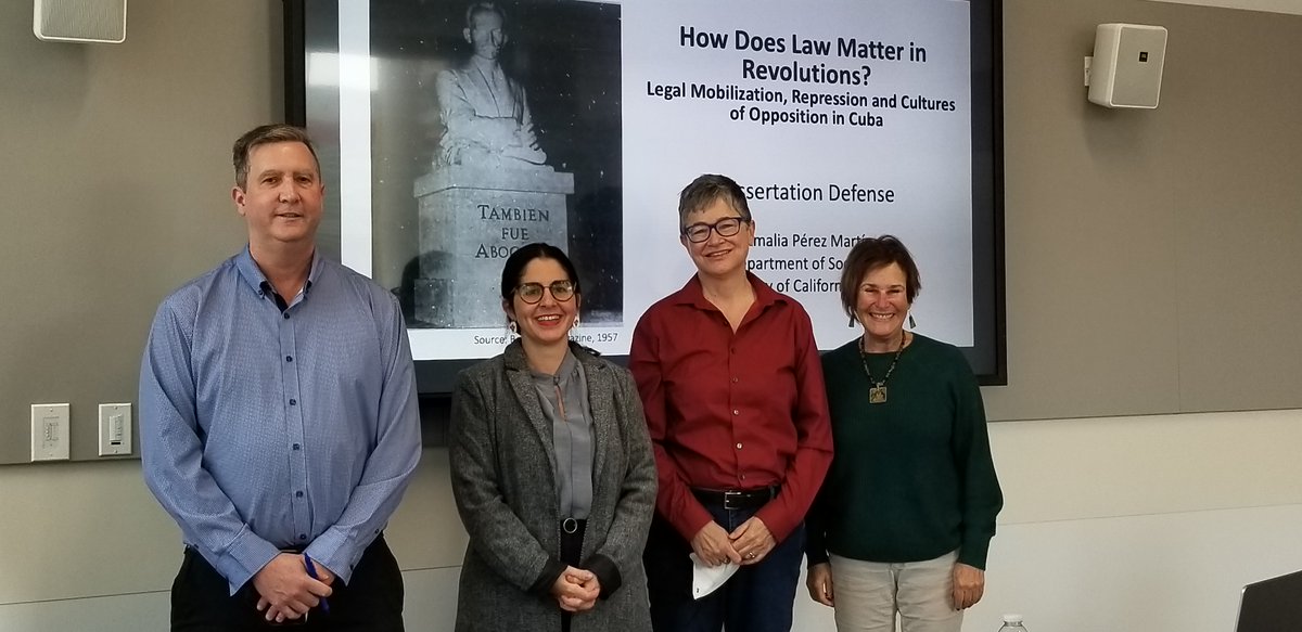 UCMsociology's tweet photo. Congratulations to Dr. Amalia Pérez Martín on successfully defending her dissertation "How Does Law Matter in Revolutions?  Legal Mobilization, Repression and Cultures of Opposition in Cuba", showing the importance of legal mobilization under authoritarian regimes.  1/2 https://t.co/wNpFWKOuEI