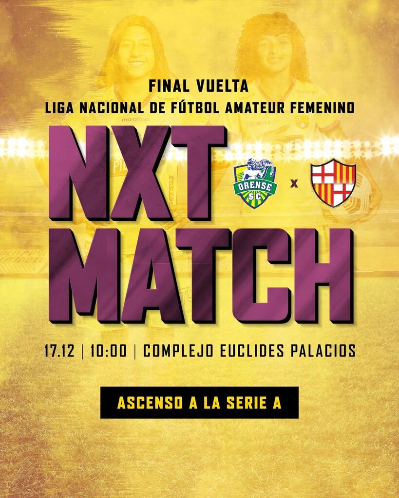 BSCIdoloEc's tweet photo. ¡Se viene la vuelta!

#TorerosFC Femenino enfrenta la Final de vuelta contra #OrenseSC , este sábado 🔥⚽

Ida: Fue triunfo 3-1 a nuestro favor

#LigaAscensoFemenino #VamosÍdolo 🟡⚫️ #LigaProBetcris #BarcelonaSC #BSC #BSCIdoloEc #SurOscura #Ecuador #Gua… https://t.co/1rrh8atRKD https://t.co/KYWyiuoxch
