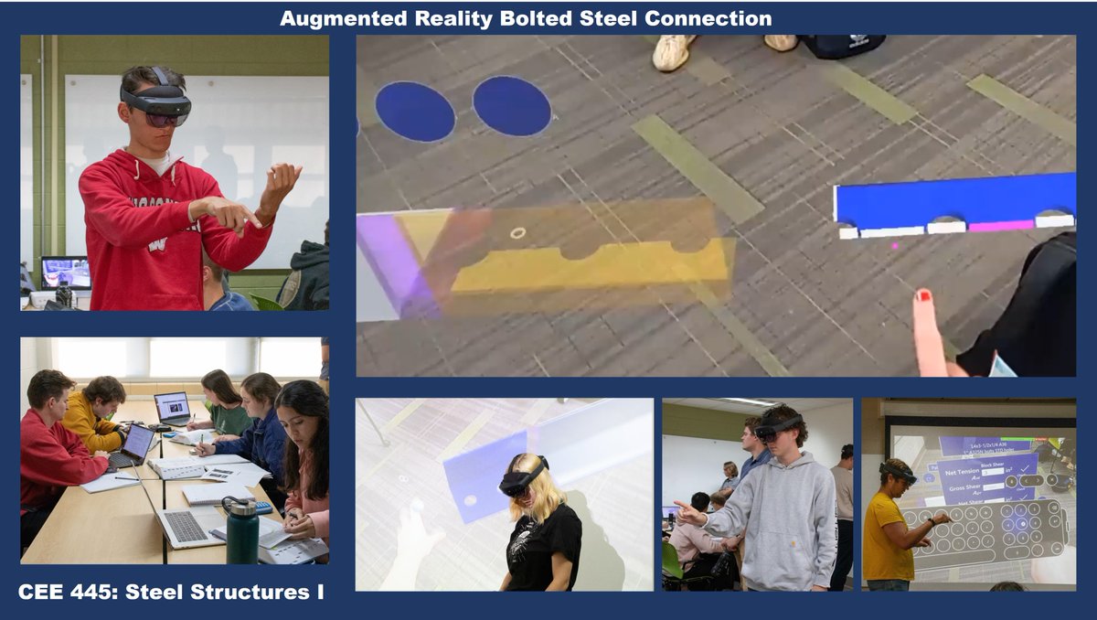 What does immersive learning in structural steel design look like with augmented reality visualization? Students used the <a href="/HoloLens/">Microsoft HoloLens</a> to fracture a bolted steel connection and visualize the failure modes and areas. Preparing the next generation of structural engineers
<a href="/UWMadisonCEE/">UWMadisonCEE</a>