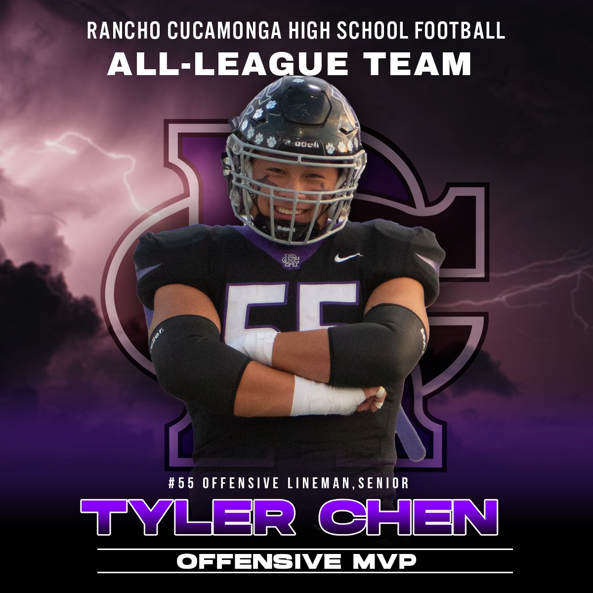 RCHSCougarsFB's tweet photo. BASELINE LEAGUE OFFENSIVE MVP @tylerchen55 https://t.co/wfEx979Hkl