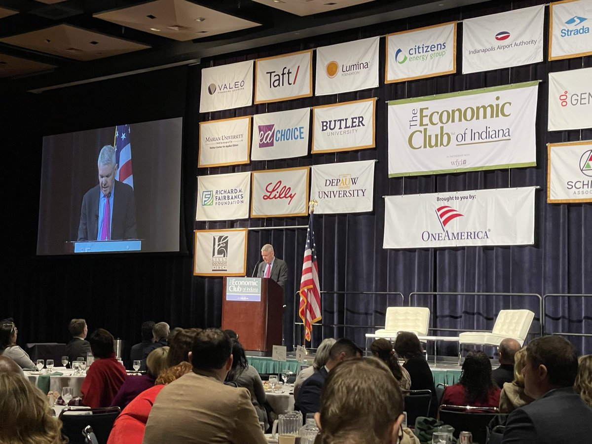 A pleasure to hear from and celebrate our friend David Johnson, CEO of <a href="/CICPIndiana/">CICP</a> - who kicked off his speech at the <a href="/EconomicClubIN/">Economic Club of Indiana</a> talking about how much <a href="/IPSSchools/">IPS</a> #BroadRippleHighSchool influenced his life. #RocketsForever