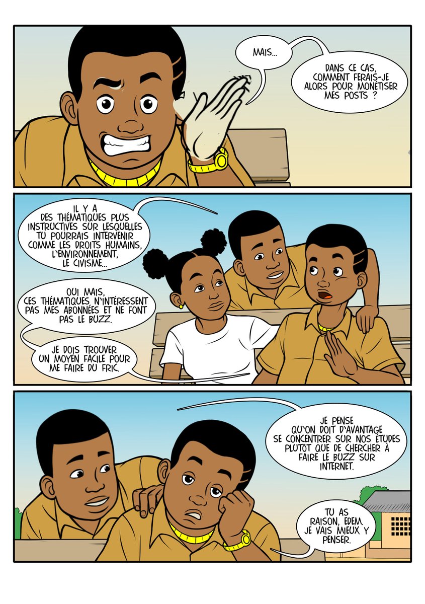 AmnestyTogo's tweet photo. La deuxième épisode de la BD #LesRéseauxSociauxEtMoi:

Est-il conseillé et sans conséquences de surfer sur des mensonges pour faire du buzz ou avoir la visibilité sur les réseaux sociaux?  

@AmnestyWARO @AmbUETogo @PnudTogo 
 @KanAd228 
#LesRéseauxSociauxEtMoi  #Togo https://t.co/WM688iu995
