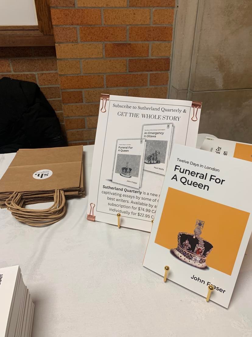 SH_Quarterly's tweet photo. A few weeks ago at @MasseyCollege . Here's John Fraser signing copies of his book Funeral for a Queen: Twelve Days in London. Grab your copy by subscribing to our new quarterly and Get The Whole Story.
#nonfiction #ReadMoreNonfiction #currentnews 
https://t.co/gtUfU07hmu https://t.co/bH3h1F4B6h
