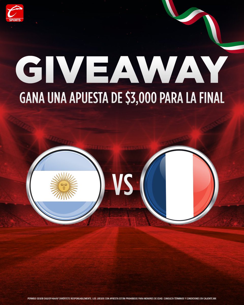 🚨⚽️ GIVEAWAY FINALISTA 🏆🚨
 
¡Gana una apuesta de $3,000  junto a <a href="/calientesports/">Caliente Sports</a> para meterle al futbol! 🤑⚽🔥
 
1️⃣Dale RT y ❤️
2️⃣Sigue a <a href="/calientesports/">Caliente Sports</a> en TW e IG 📲 instagram.com/caliente_sport…
3️⃣ Comenta el HT #MásAcciónMásDiversión y #ApuestaEnCaliente🔥